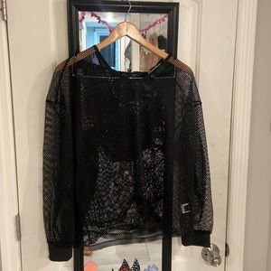 Black hooded mesh running Sweatshirt